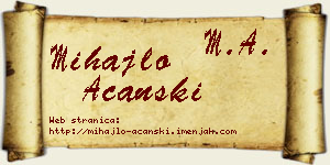 Mihajlo Ačanski vizit kartica